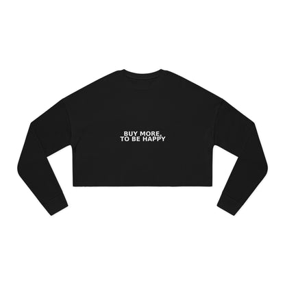 Pastel lavender cropped sweatshirt made of a 60% cotton, 40% polyester blend, neatly folded.

