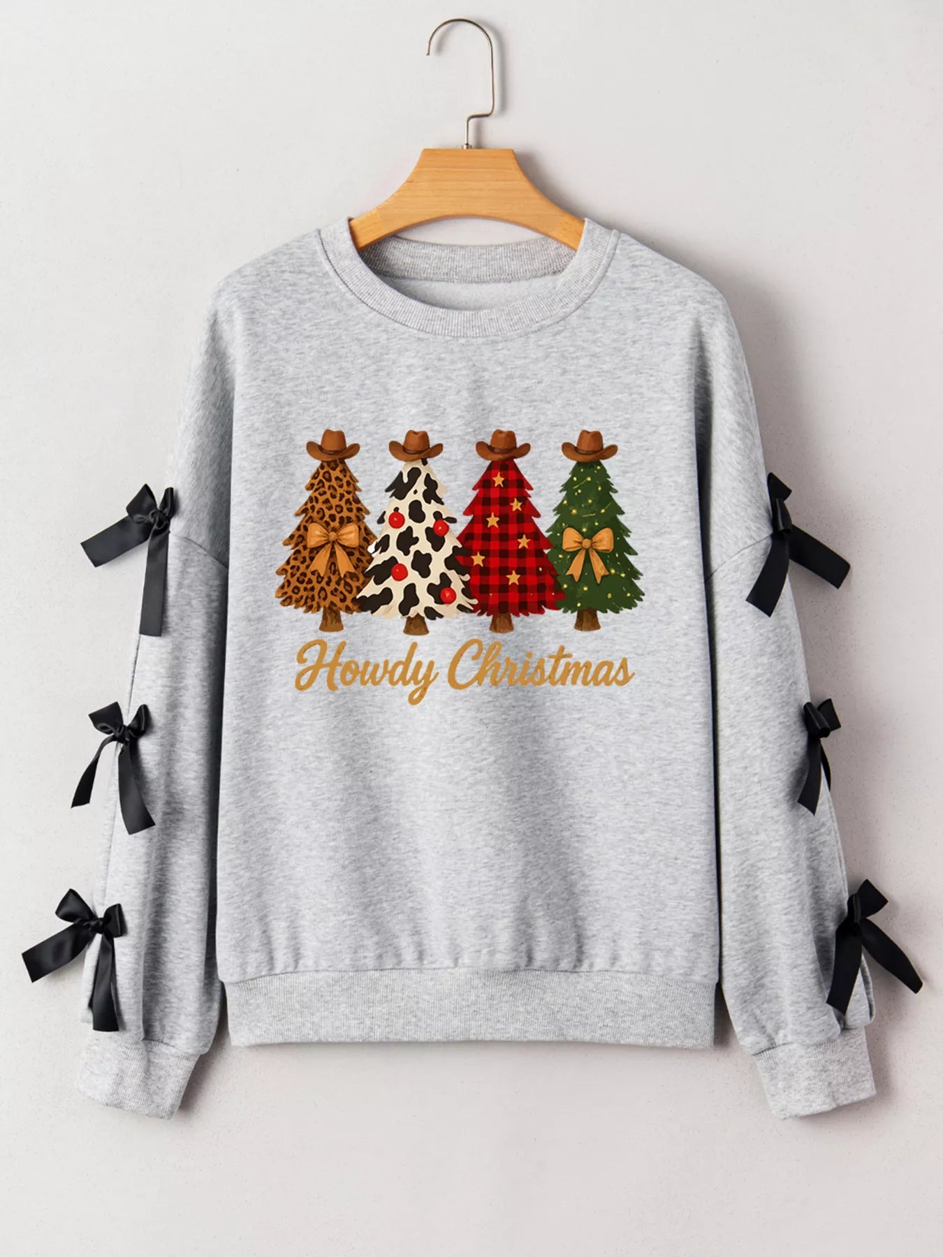 Photo-ready Outfit – Christmas Trees Bow Sweatshirt Styling