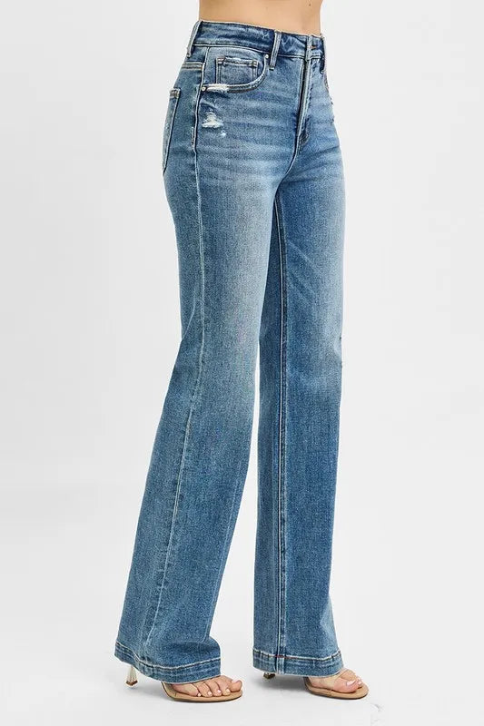 Plus Size Bootcut Jeans – High-Quality Stretch Fabric Texture