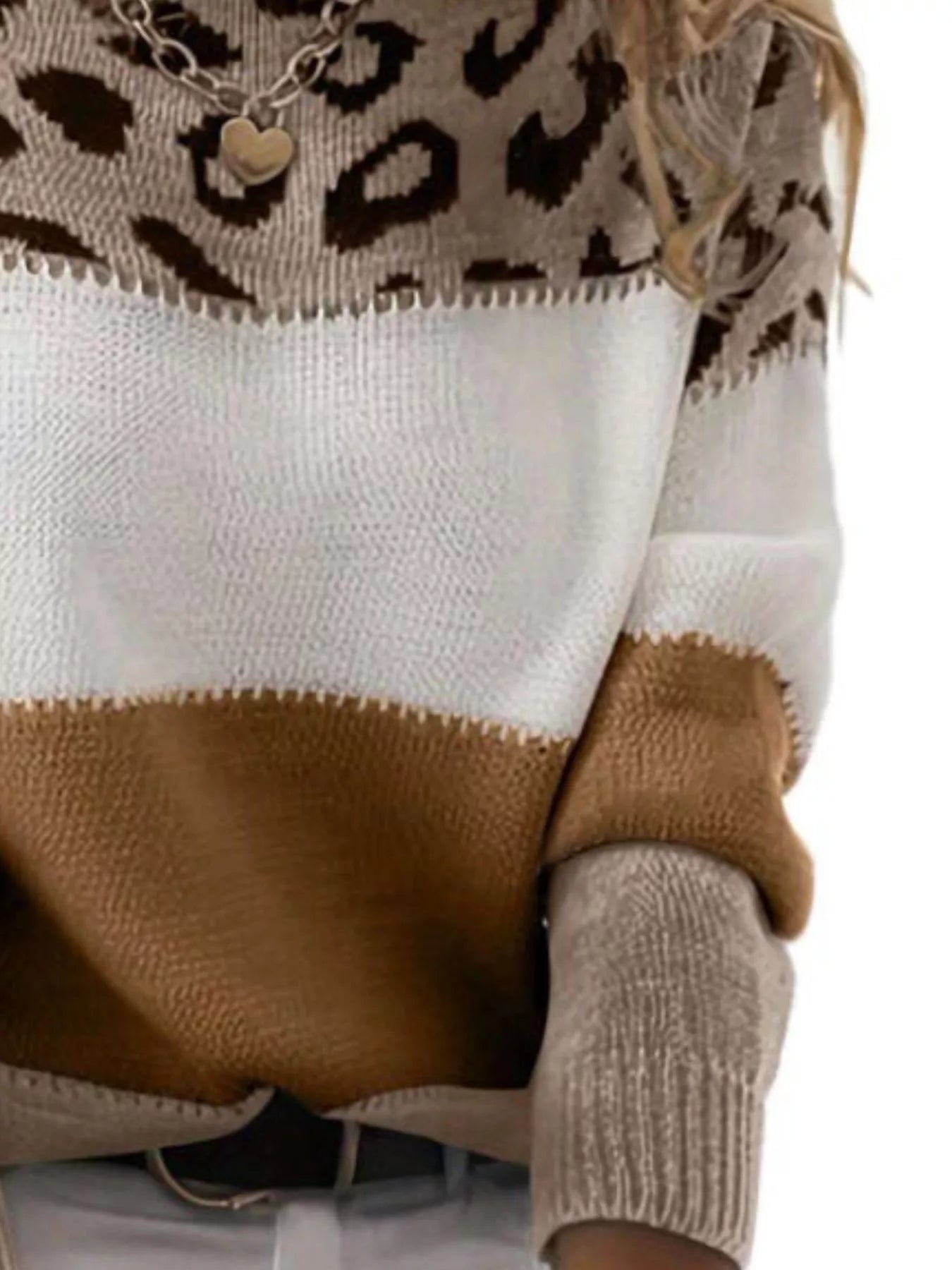  Plus size leopard sweater styled for office wear
