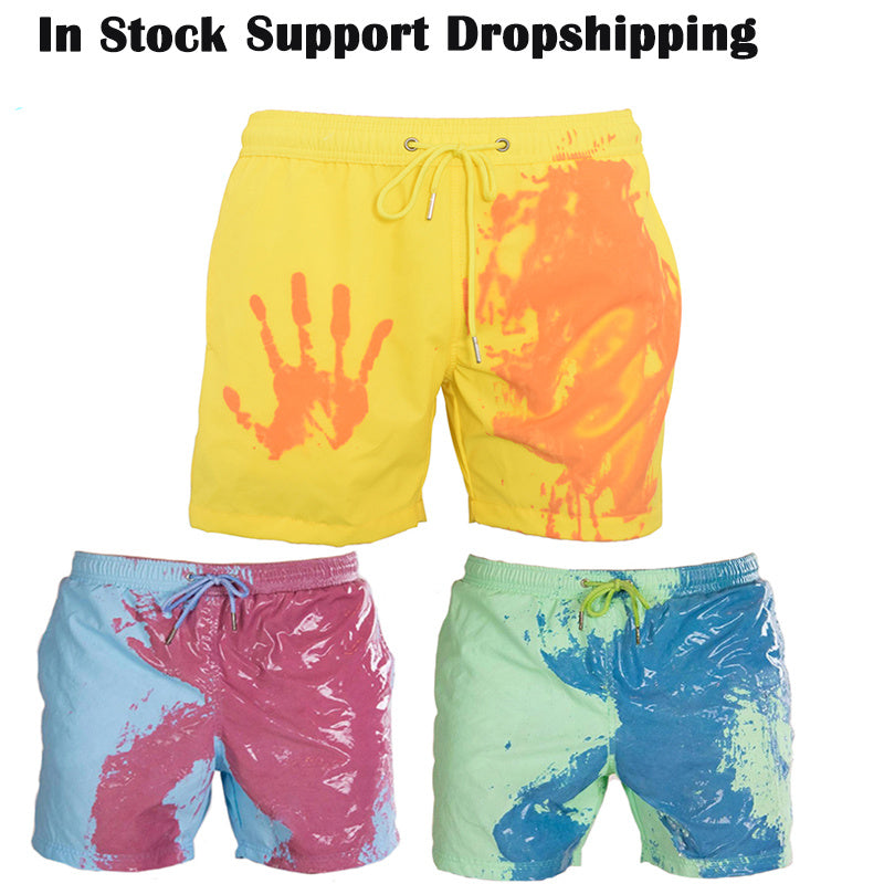 Men’s Color-Changing Beach Shorts – Quick-Dry Swim