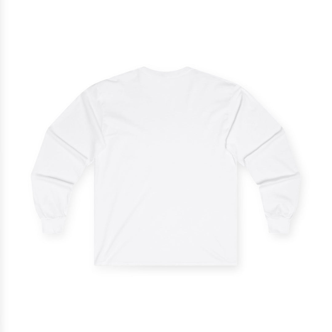 White long sleeve unisex cotton tee back view