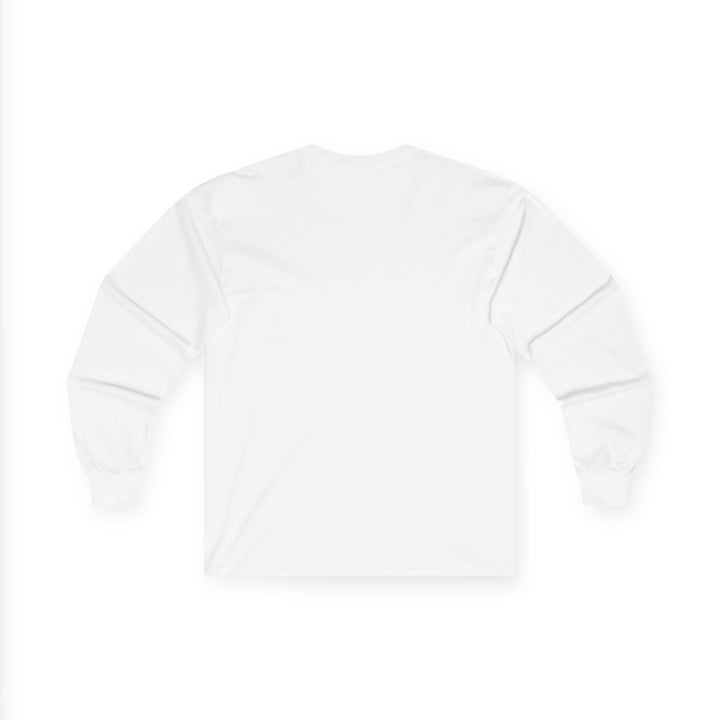 White long sleeve unisex cotton tee back view