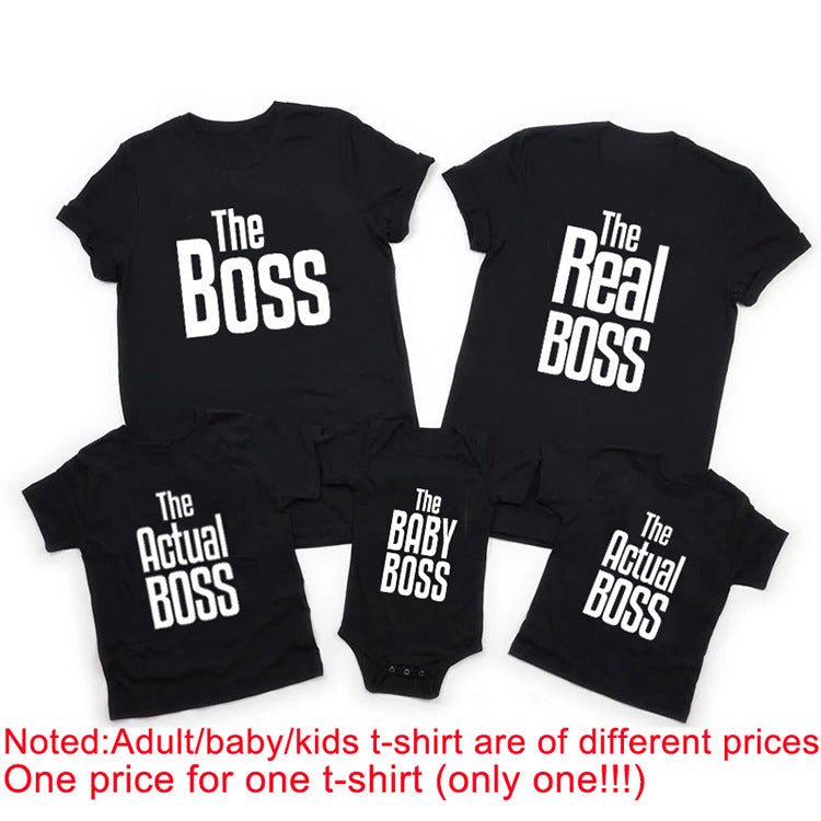 Printed parent-child T-shirt – family of three street style
