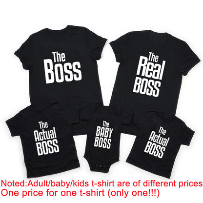 Printed parent-child T-shirt – family of three street style