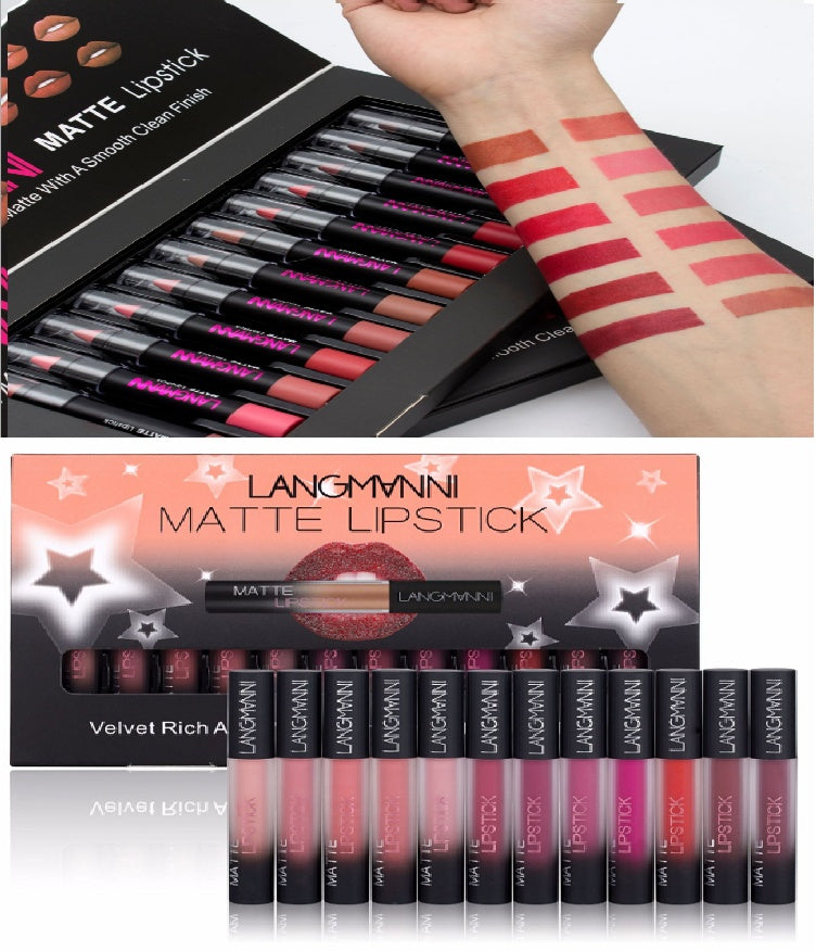 Matte Lipstick Waterproof Long-lasting – 12-Color Set
