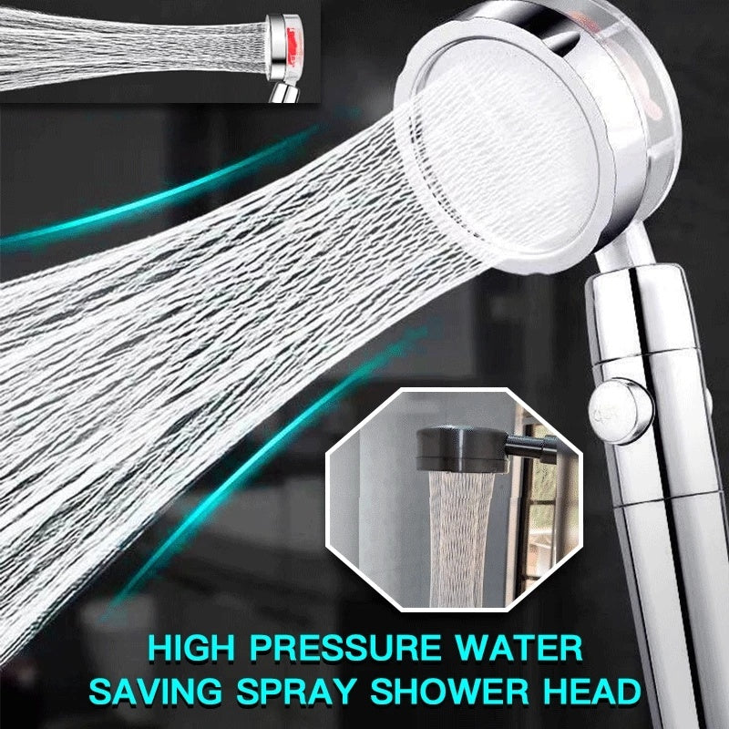Propeller Driven Shower Head – One-Touch Stop Button Close-up
