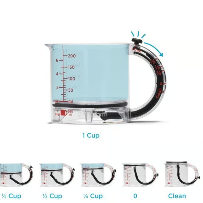 Quick-Adjust Multi-Functional Measuring Cup Sliding from 1/4 to 1 Cup 