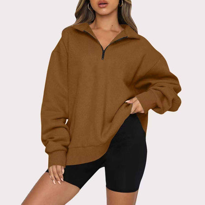 Women's Zip Collar Sweatshirt - Stylish & Lightweight Comfort