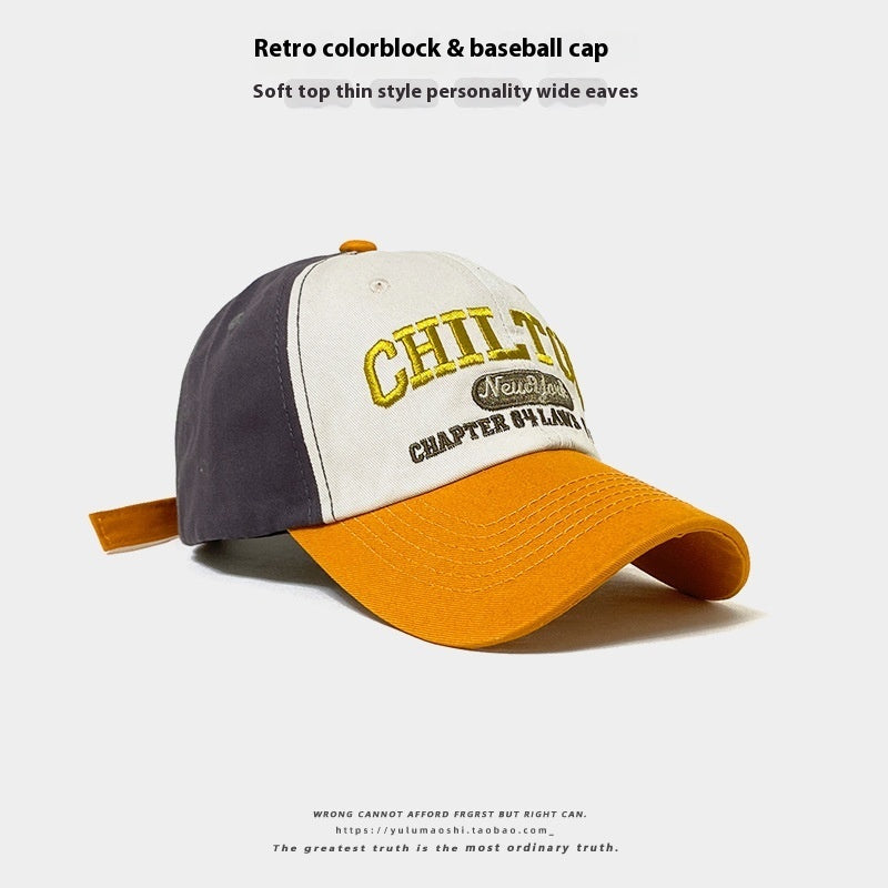 Retro Color Matching Baseball Cap – casual streetwear with sun protection
