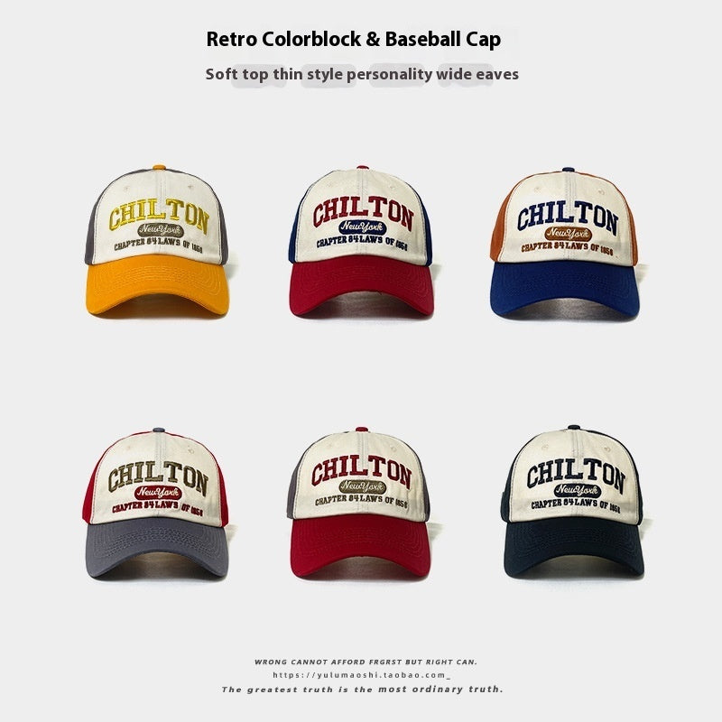 Retro Color Matching Baseball Cap – navy & wine, light brown & navy, gray & wine