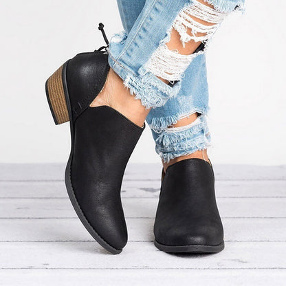 Retro High Heel Ankle Boots – faux suede, lightweight comfort, rubber grip for all-day fall wear