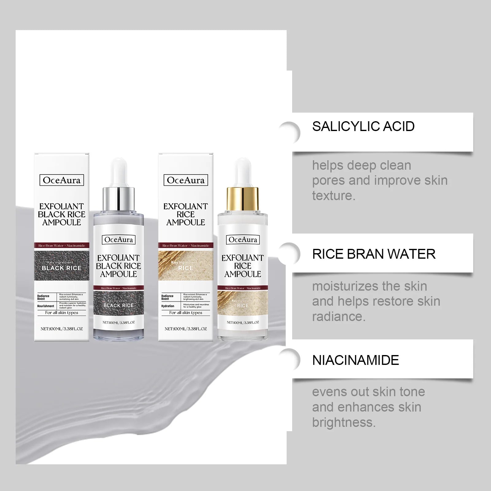 Rice Exfoliating Serum with black rice for glow and smooth feel