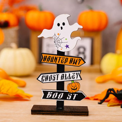 Rustic Halloween Wooden Signpost Ornaments – Tabletop Accent