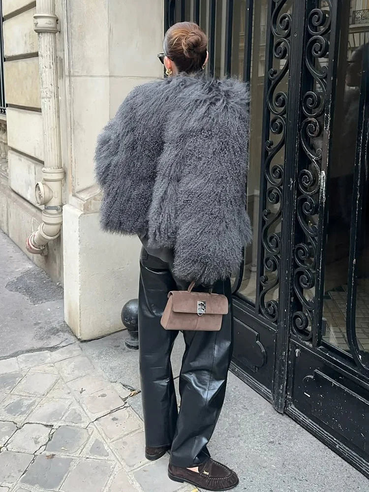 White Cropped Faux Fur Coat - Plush volume, clean-lined