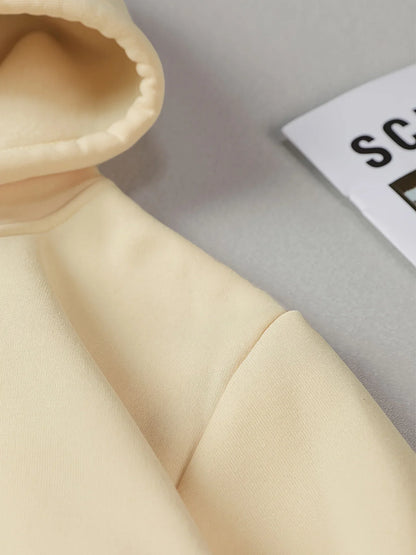 Loose fit graphic hoodie women drawstring hood detail polyester blend warm autumn wear