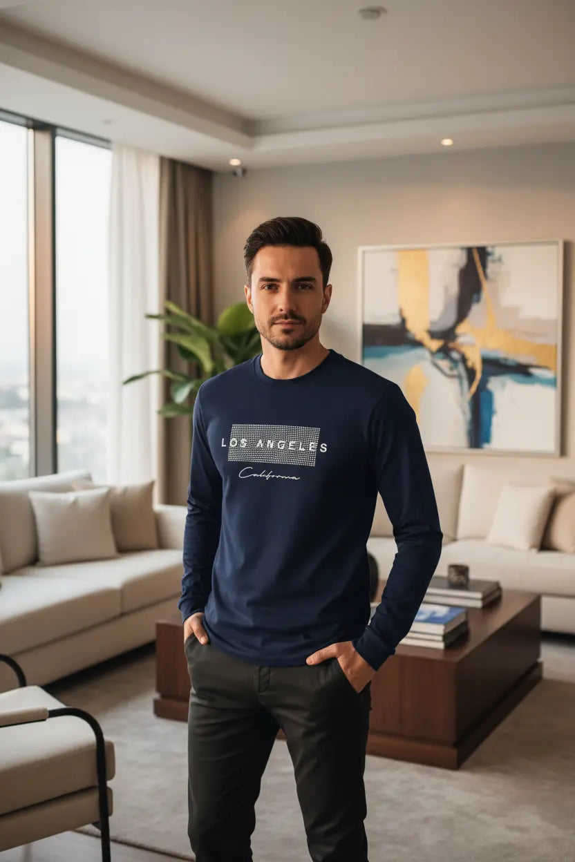Men's Los Angeles Long Sleeve Tee - Soft Cotton Comfort