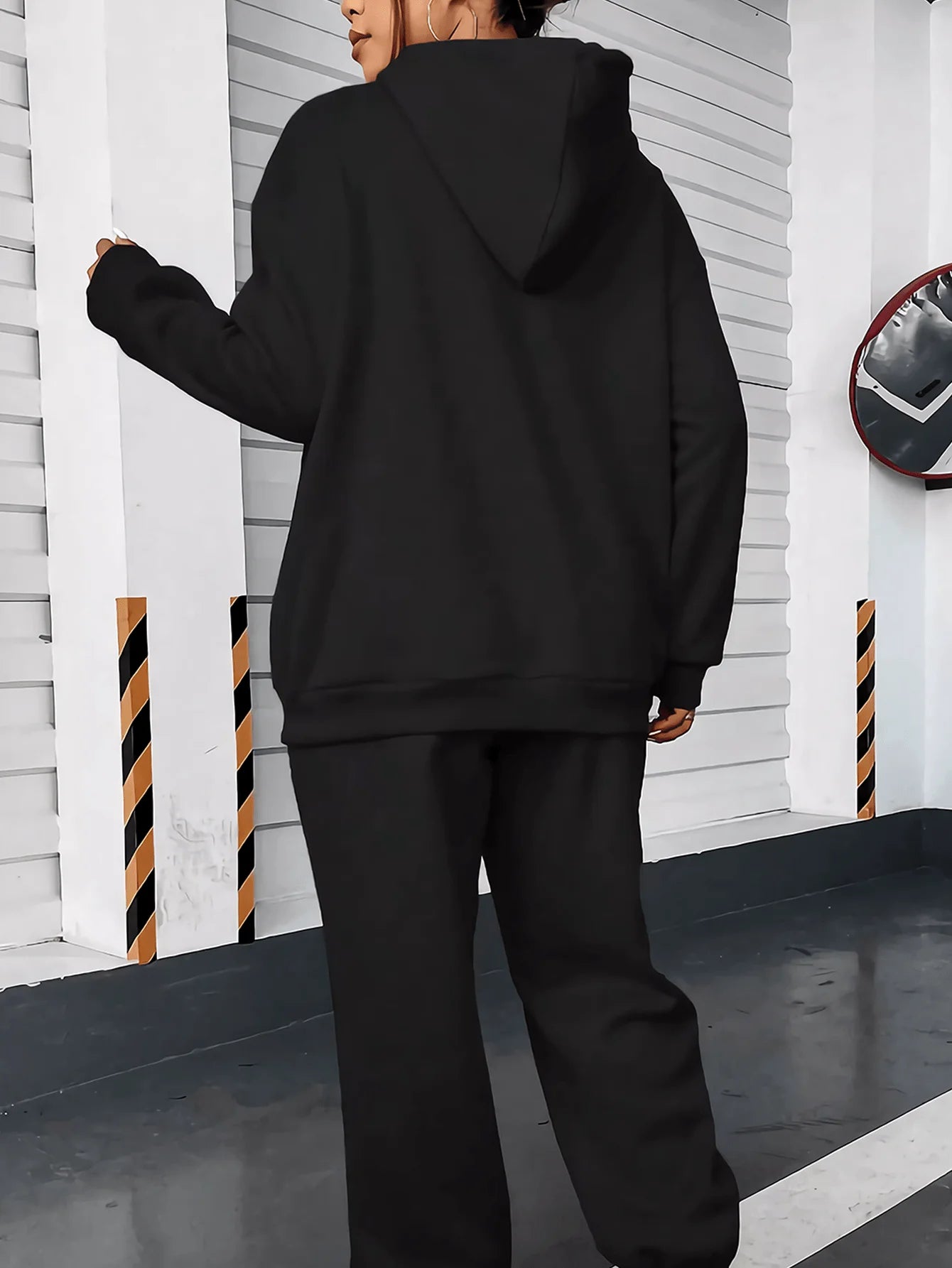 queen hoodie jogger set matching top and pants in cream with bold Queen logo for gym warmups and daily errands
