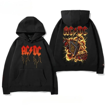 Men's AC/DC Retro Fleece Hoodie for Autumn Winter