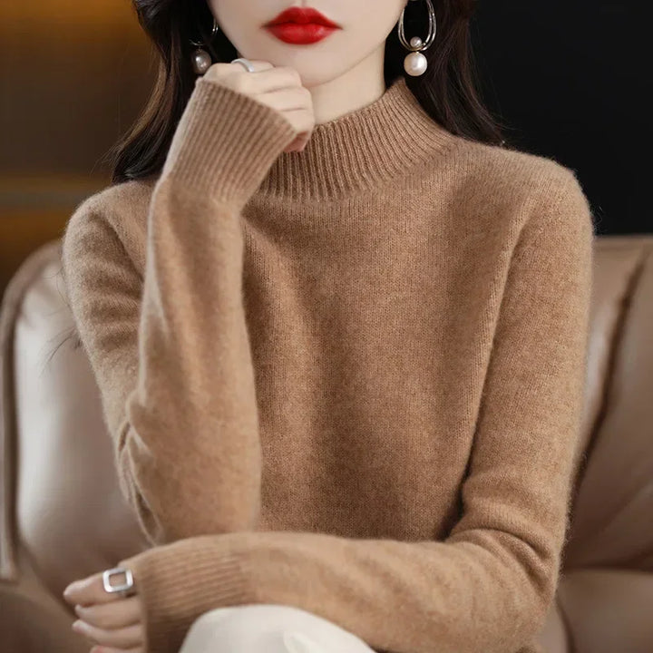 Half High Collar Women Sweater - Cozy Slim Stretch Fits