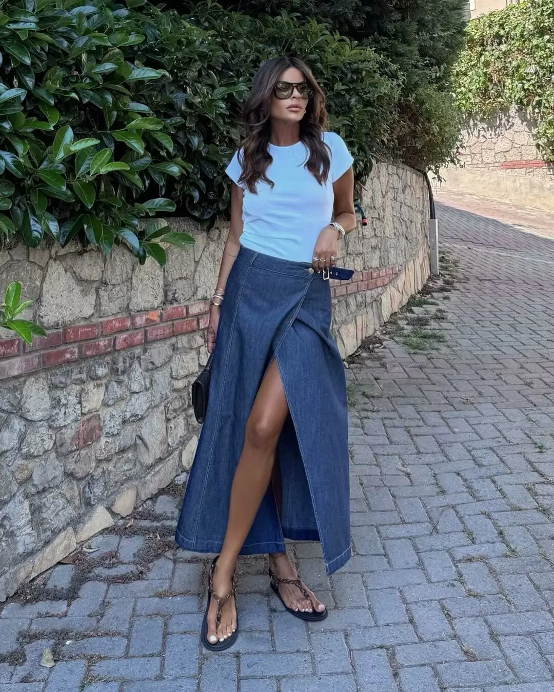 High Waist Denim Skirt Women – French Minimalist