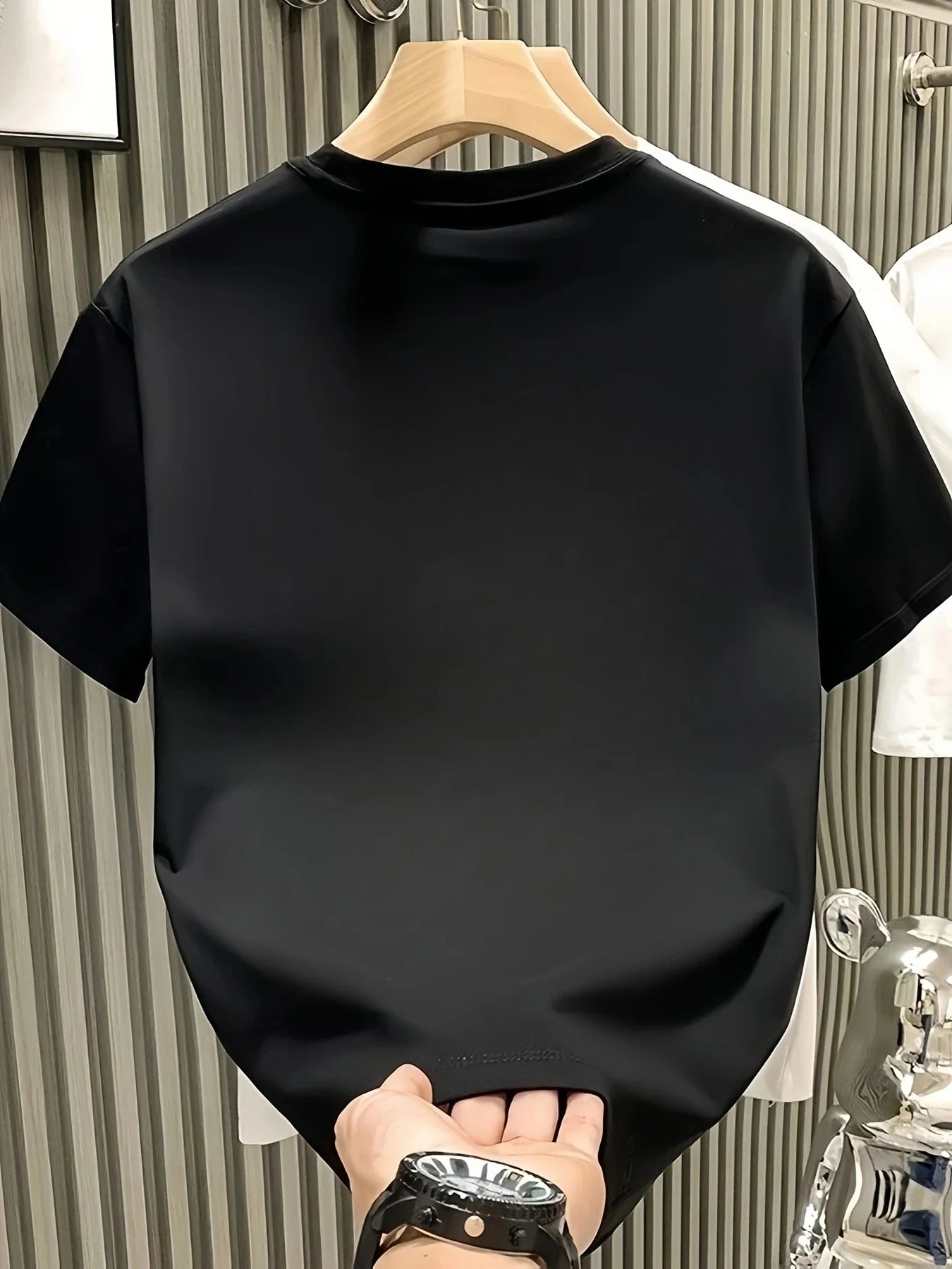 plus size mens clothing casual white cotton tee, gold K print centerpiece, easy pull-on crew neck for sporty fits
