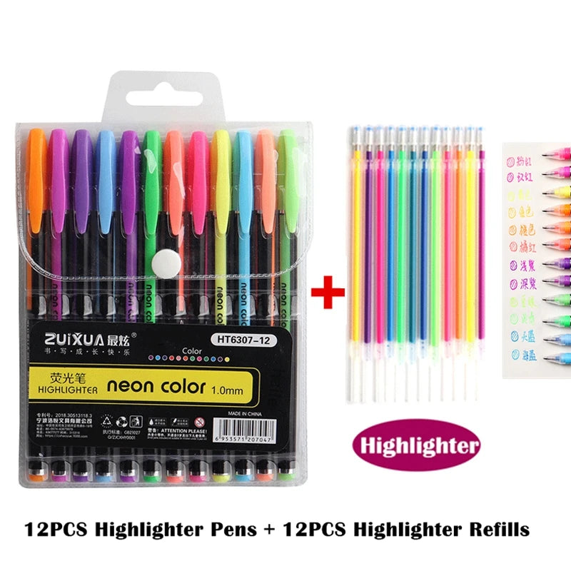 Glitter Gel Pens Set – 48 Colors for Art & School