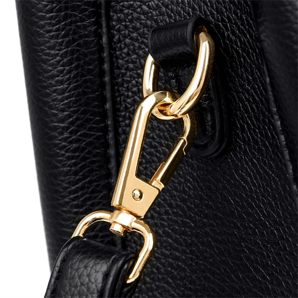 Vegan Leather Tote Bag - 3-Layer Zip, Roomy & Chic Days