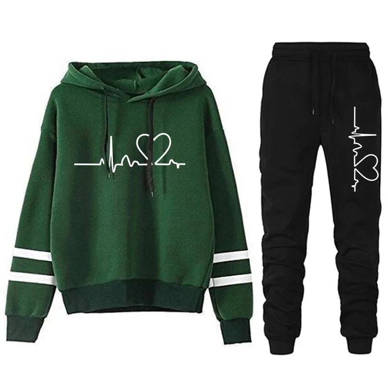 Tracksuit - Striped Hoodie & Sweatpants Set, All-Season
