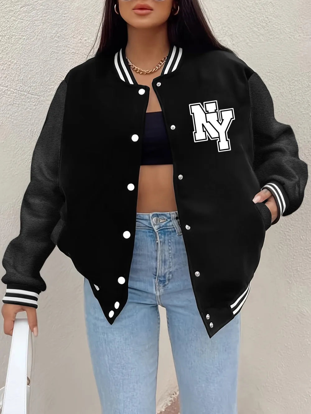 Womens Bomber Jackets - Fleece Varsity Warmth Soft Cozy
