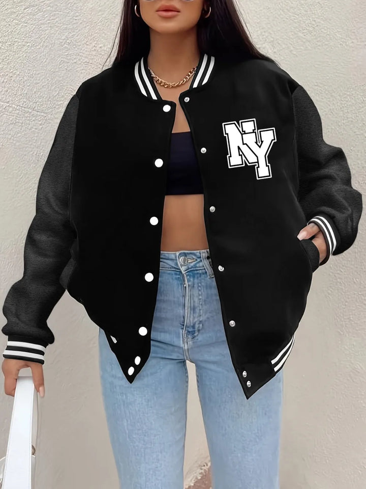 Womens Bomber Jackets - Fleece Varsity Warmth Soft Cozy
