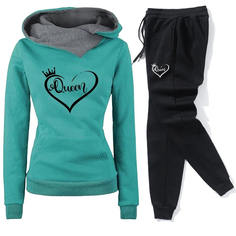 Women's Tracksuit Set - Cozy Hoodie + Joggers, Pockets!