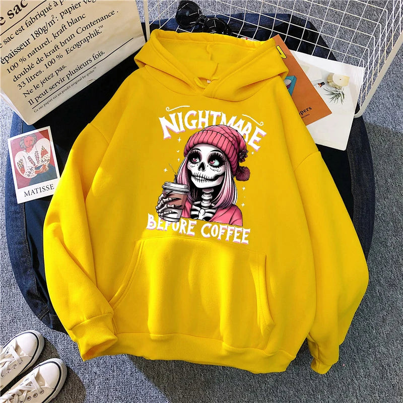 Halloween Skeleton Hoodie - Slogan Graphic Pullover Top