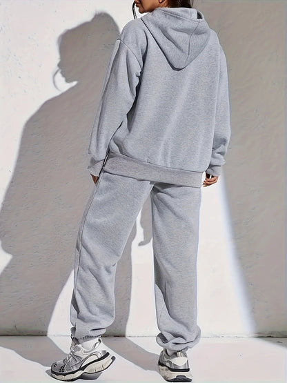 women's queen tracksuit set pullover hooded sweatshirt with crown print and relaxed fit joggers for winter layering
