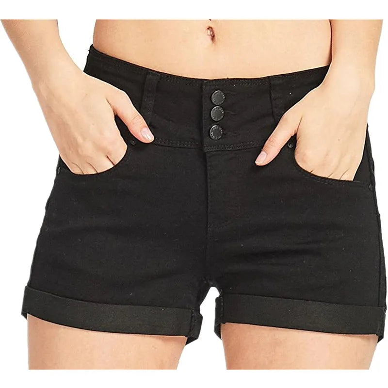 Women's High Waisted Denim Shorts – Stretch Comfort