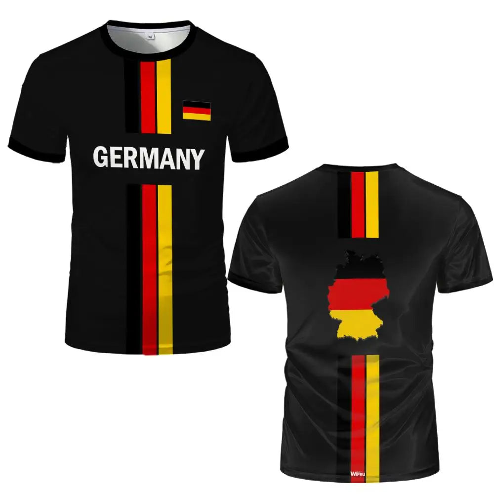 German Football Jersey Flag Map Quick Dry Sport T-Shirt