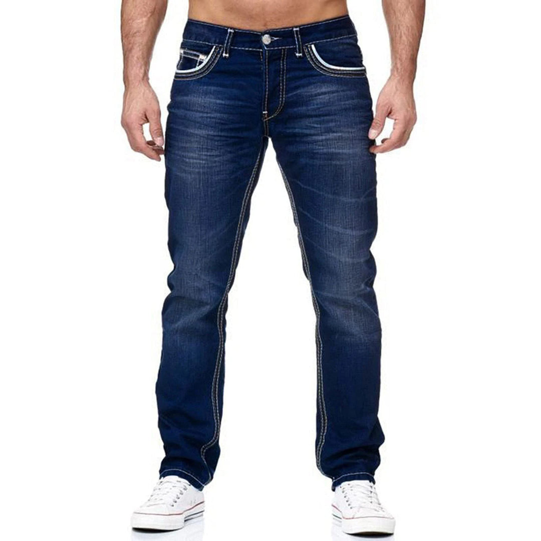 Baggy Jeans Mens - Washed Straight-Leg Denim, No Holes!