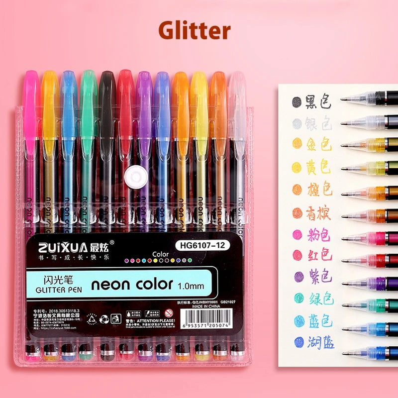Glitter Gel Pens Set – 48 Colors for Art & School