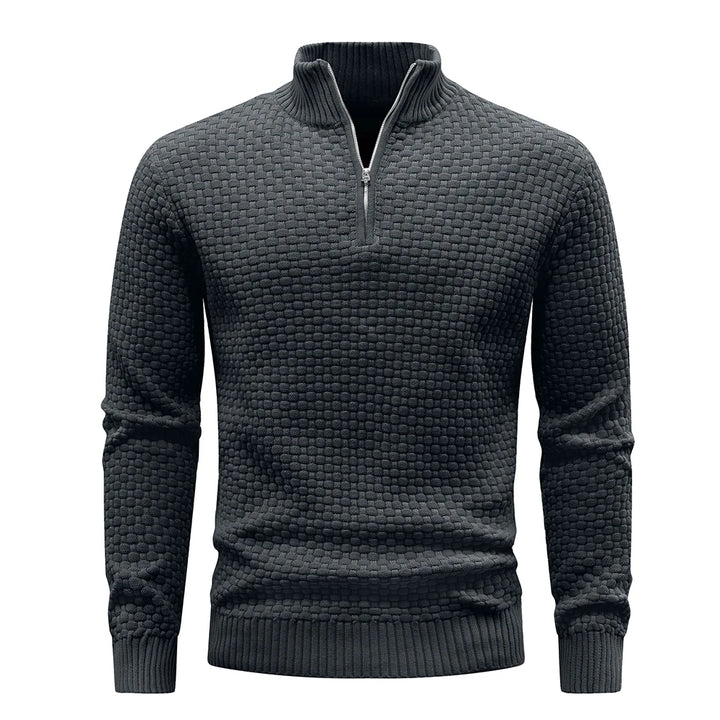 Men’s Quarter Zip Knit Sweater – Casual Mock Neck