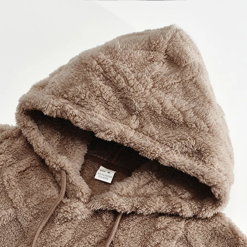 Jacquard Hoodie for Men with Velvet Texture and Pattern