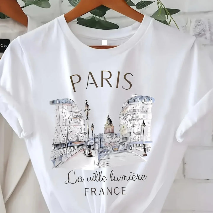 Paris T Shirt Women - 90s Graphic Crew Neck Summer Tees