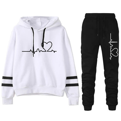 Tracksuit - Striped Hoodie & Sweatpants Set, All-Season
