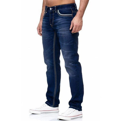 Baggy Jeans Mens - Washed Straight-Leg Denim, No Holes!