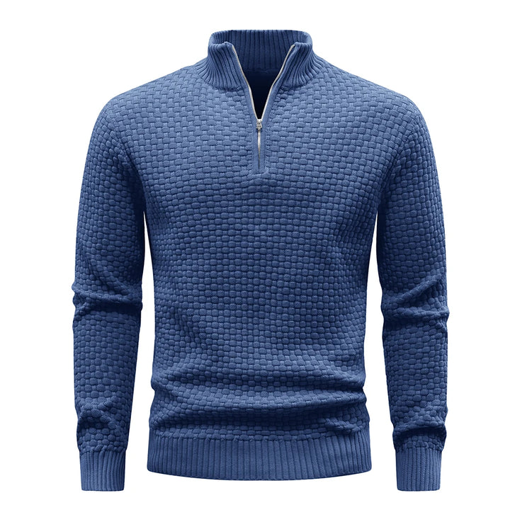 Men’s Quarter Zip Knit Sweater – Casual Mock Neck
