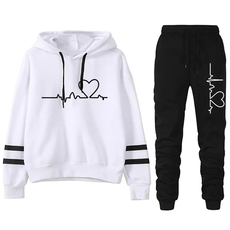 Tracksuit - Striped Hoodie & Sweatpants Set, All-Season
