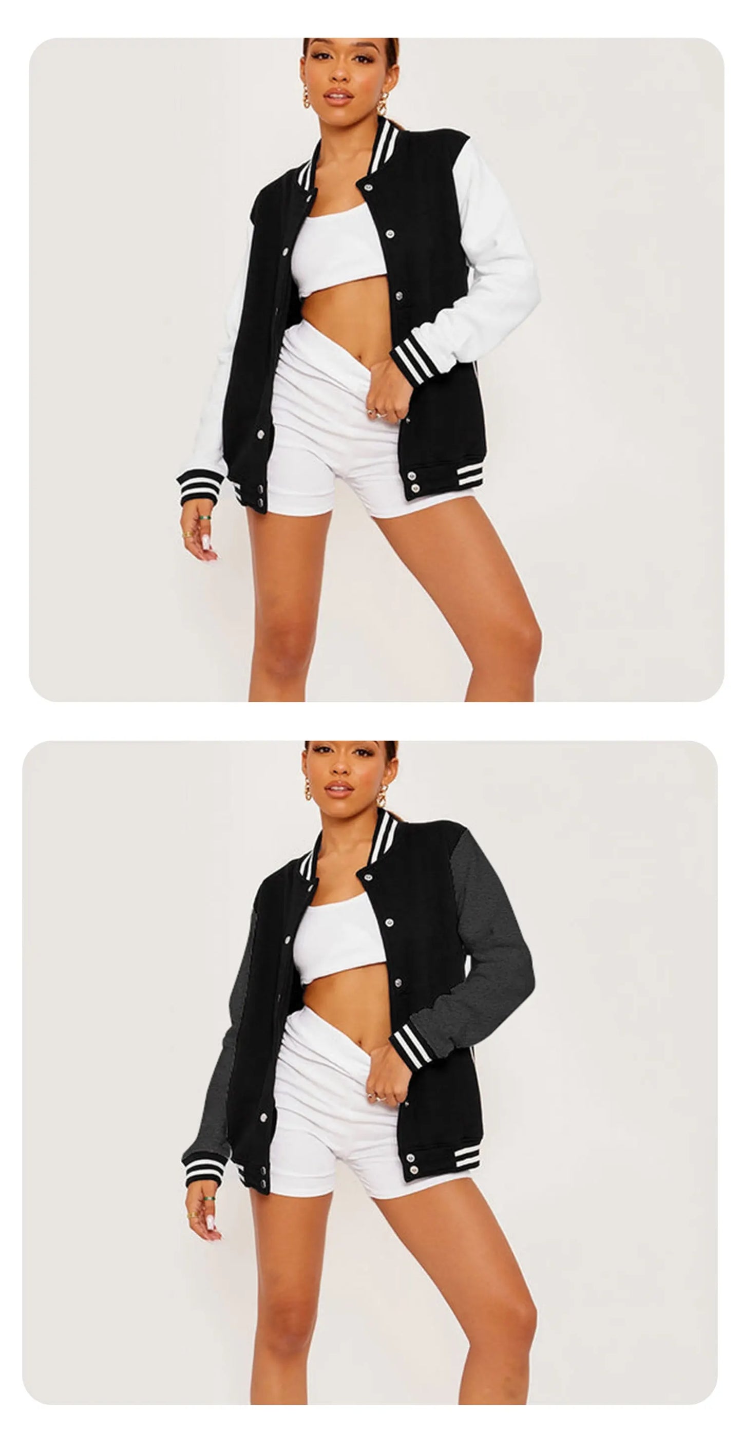 Womens Bomber Jackets - Fleece Varsity Warmth Soft Cozy