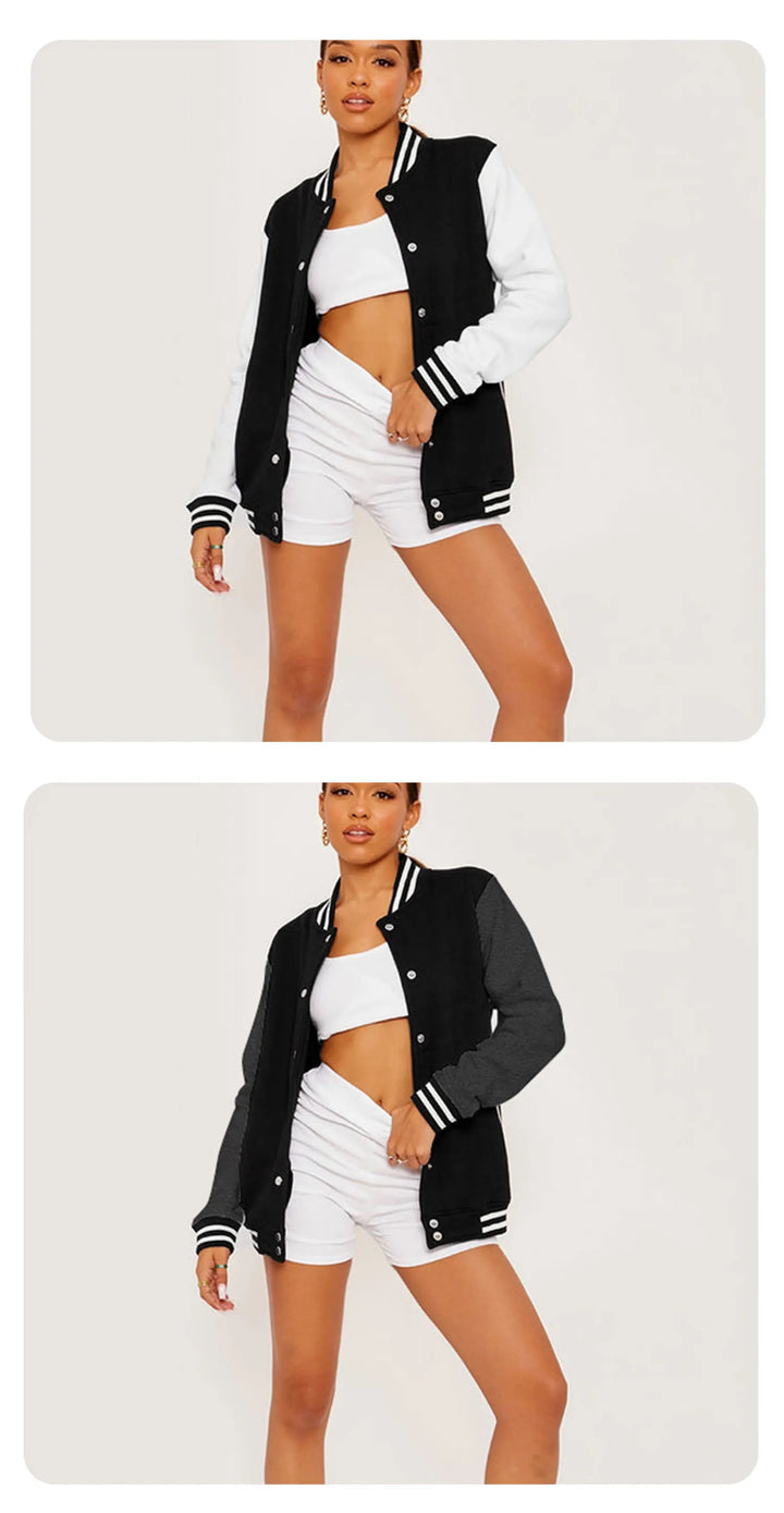 Womens Bomber Jackets - Fleece Varsity Warmth Soft Cozy