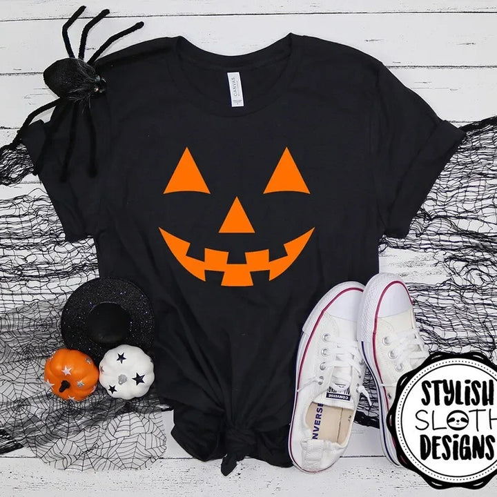 Halloween t shirt women with black Jack-O&