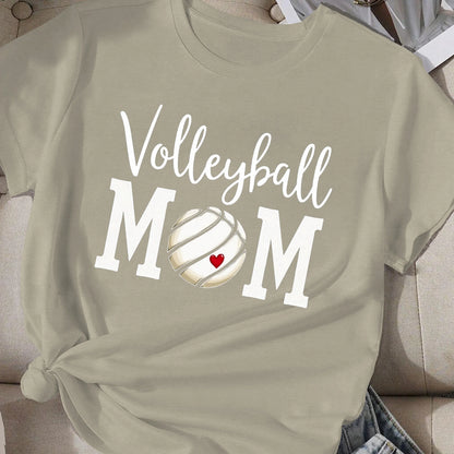 "polyester volleyball mom shirt breathable casual game day tee styled with jeans for cheering in the stands"