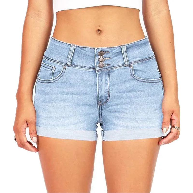 Women's High Waisted Denim Shorts – Stretch Comfort